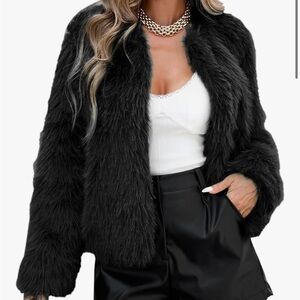Elegant Black Faux Fur Jacket